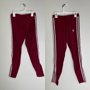 Adidas trefoil maroon leggings